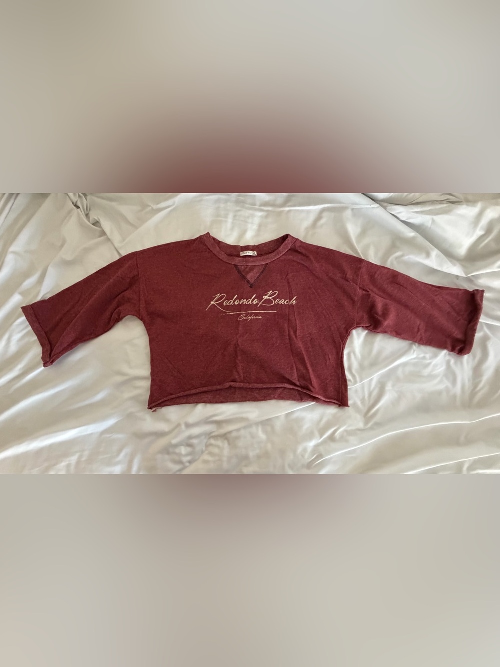 Redondo Beach Crop Tee - Burgundy